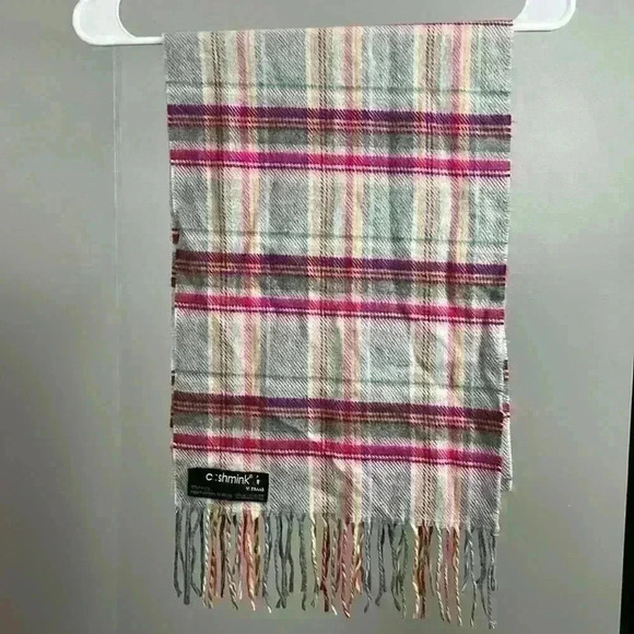 Pink, Purple, and Gray Cashmink Scarf by V. Fraas - Picture 1 of 6